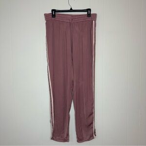 American Eagle Side Stripe Track Satin Silky Pants Drawstring Dusty Pink L